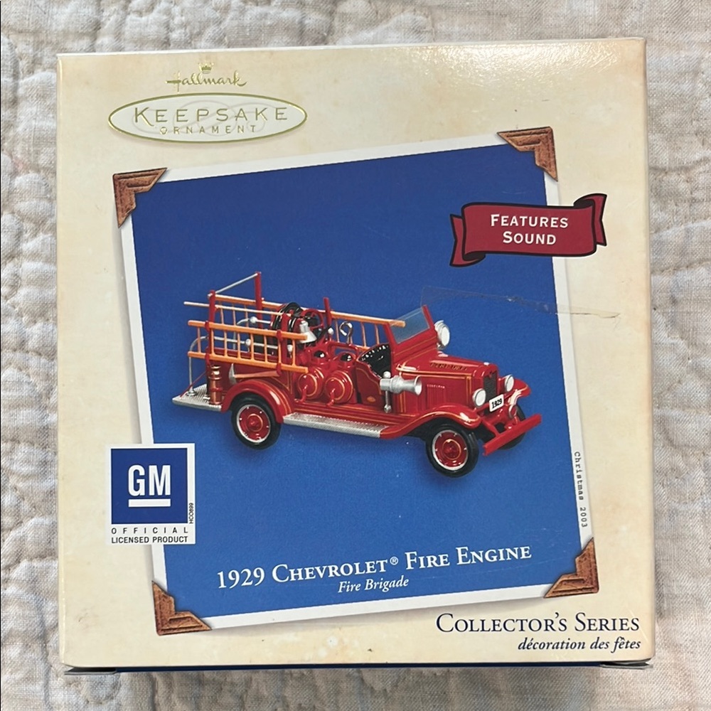Hallmark Red Vintage Fire Engine ornament with sound
